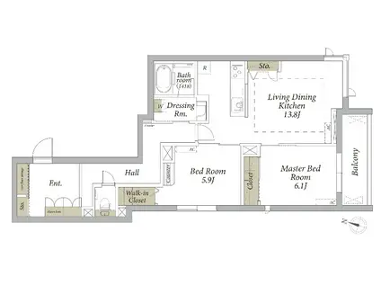 セルディーナ護国寺(2LDK/4階)の間取り写真