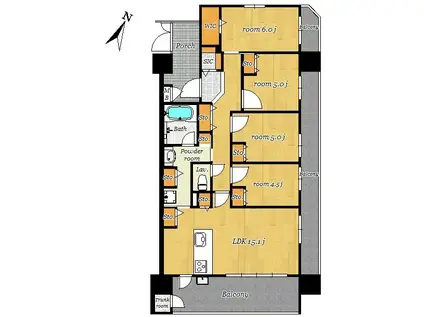 エイルマンション光の森(4LDK/6階)の間取り写真