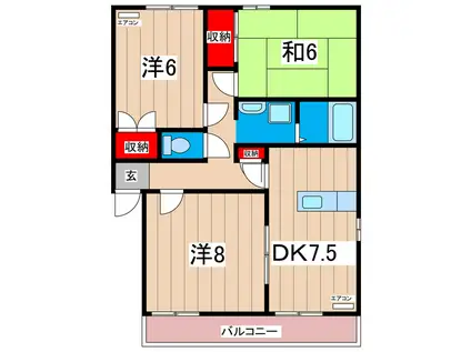 シルエーラ(3DK/1階)の間取り写真