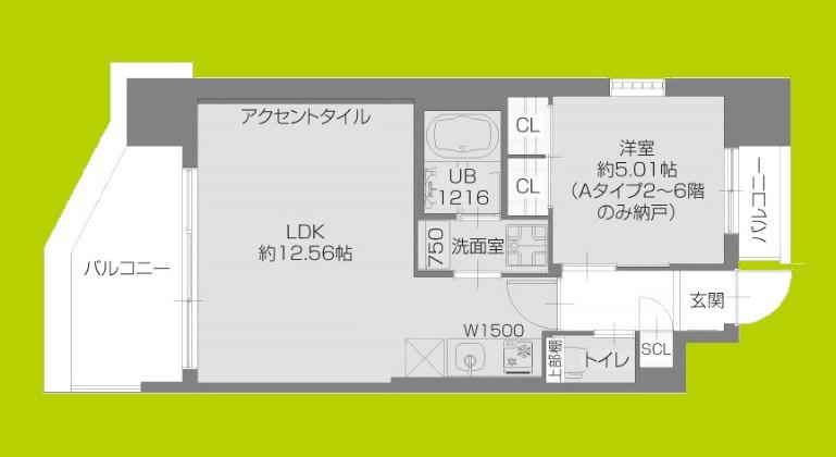 プレジオ玉造(1LDK/3階)の間取り写真