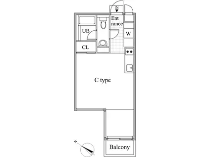 レジディア目黒II(ワンルーム/2階)の間取り写真
