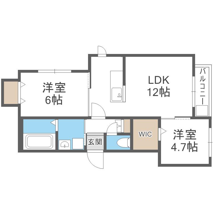 KKルミナス(2LDK/2階)の間取り写真