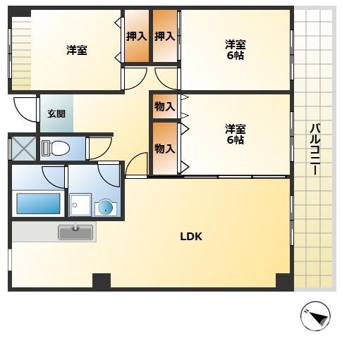 ヴィルヌーブ(3LDK/6階)の間取り写真