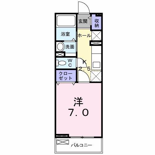 ブルースカイ(1K/2階)の間取り写真