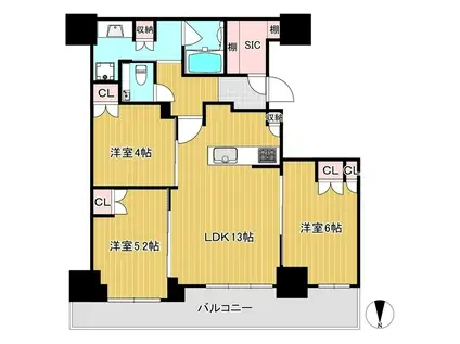 プラウドタワー小岩フロント(3LDK/33階)の間取り写真