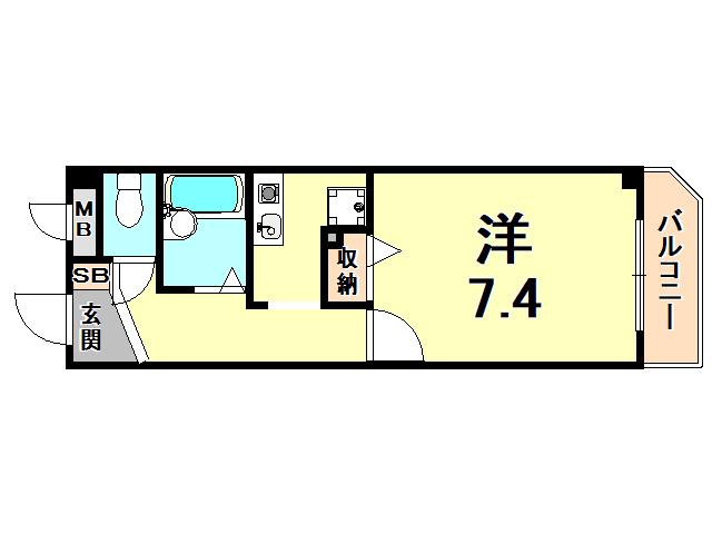 サントブエロ苦楽園(1K/3階)の間取り写真
