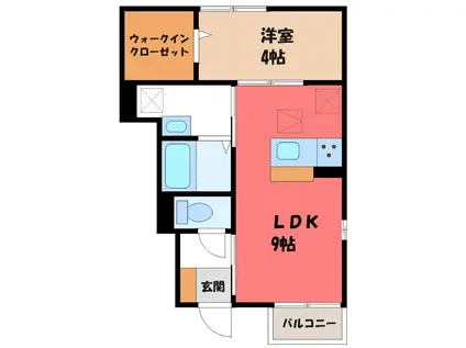 JR高崎線 籠原駅 徒歩6分 2階建 築11年(1LDK/1階)の間取り写真