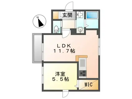 サニーウェル新川崎II(1LDK/1階)の間取り写真