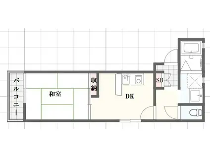 ドルミ西村(1DK/4階)の間取り写真