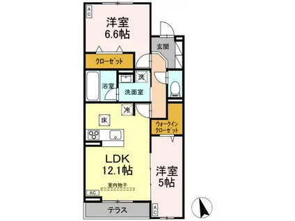 D-RESIDENCE府中西府町(2LDK/1階)の間取り写真