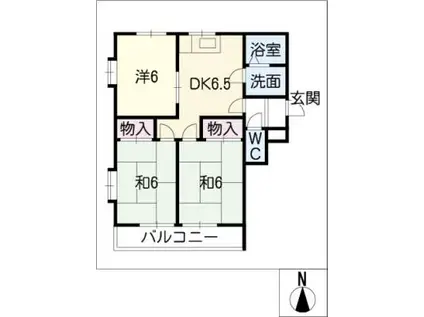 ハイツ浅野II(3DK/2階)の間取り写真