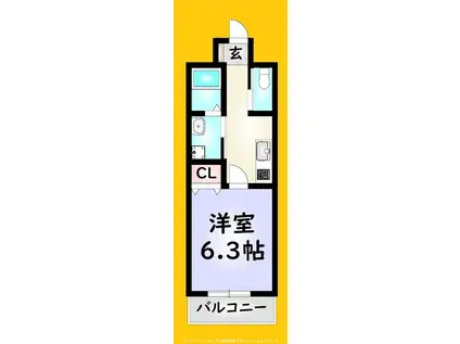 アンレーヴ門司駅前(1K/7階)の間取り写真