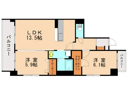 ラ フェリーチェ(2LDK/5階)の間取り写真