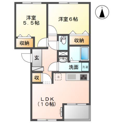 サニーコートA棟(2LDK/2階)の間取り写真