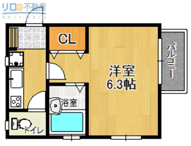 クオリティ宝塚(1K/2階)の間取り写真