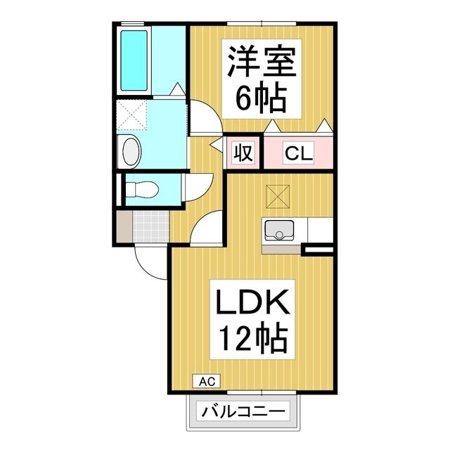 リビングタウン瀬原田II B(1LDK/1階)の間取り写真