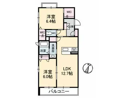 LIBERTE 西原(2LDK/3階)の間取り写真