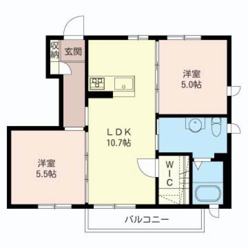 ヴェルディ シャーメゾン(2LDK/1階)の間取り写真