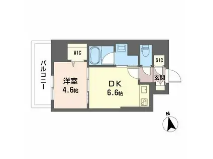 サザンクレストなんば南(1DK/13階)の間取り写真