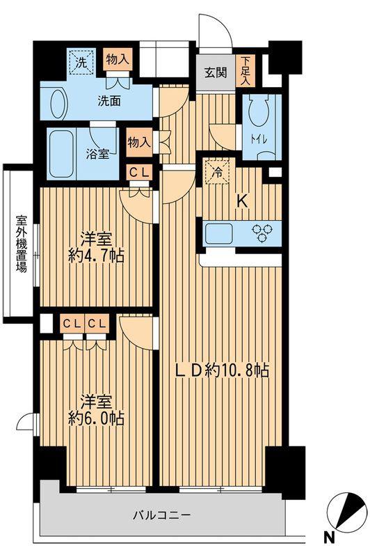 日本橋ファーストレジデンス(2LDK/12階)の間取り写真