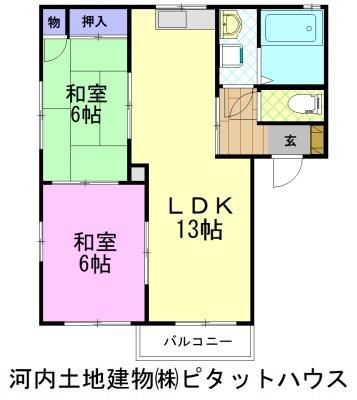 コーポラスあずまC(2LDK/2階)の間取り写真