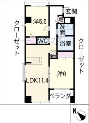 TIFFANY(2LDK/2階)の間取り写真