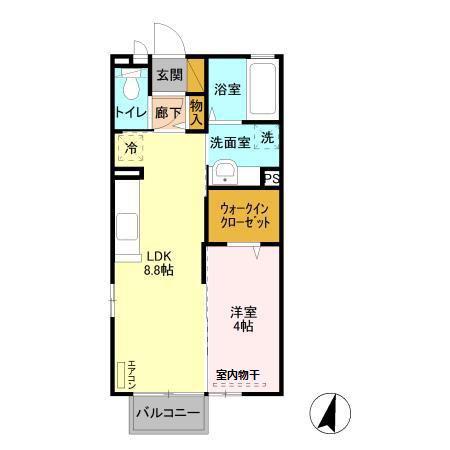 リヴェール見和(1LDK/2階)の間取り写真