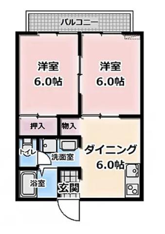 オリーブコート曙C棟(2DK/1階)の間取り写真