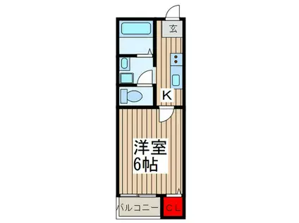 フォーレ春日部(1K/1階)の間取り写真
