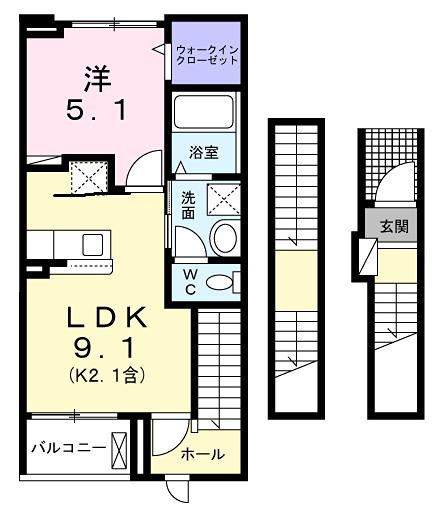 ブリュームⅡ(1LDK/3階)の間取り写真