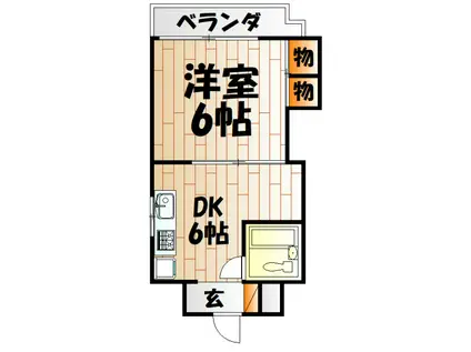 VIP浅野(1DK/2階)の間取り写真