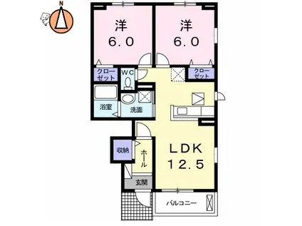 プレジール A(2LDK/1階)の間取り写真