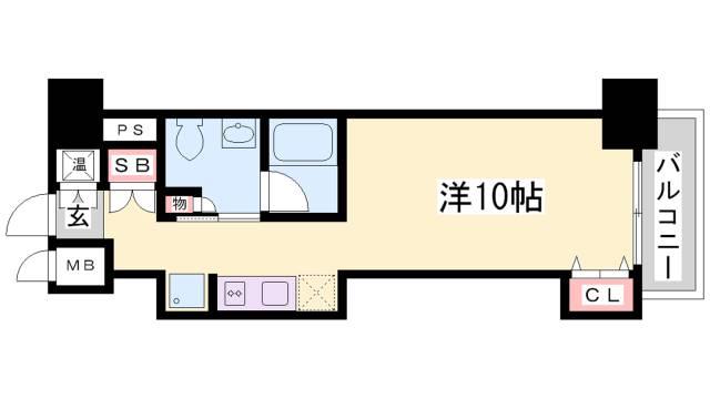 レジディア神戸磯上(ワンルーム/10階)の間取り写真