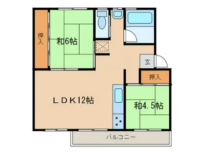 すすき野団地6街区8号棟(2LDK/4階)の間取り写真