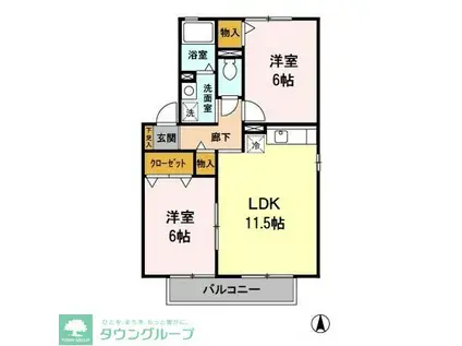 セジュール壱番館(2LDK/2階)の間取り写真