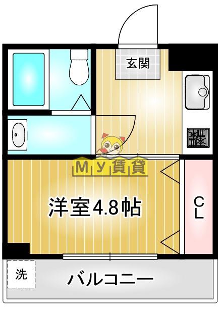 吉川屋ビル(1K/4階)の間取り写真