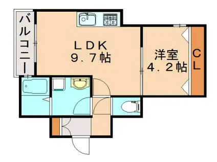 CLARTVILLA博多南(1LDK/1階)の間取り写真