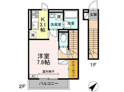 メゾン・ド・マイ(1K/2階)の間取り写真