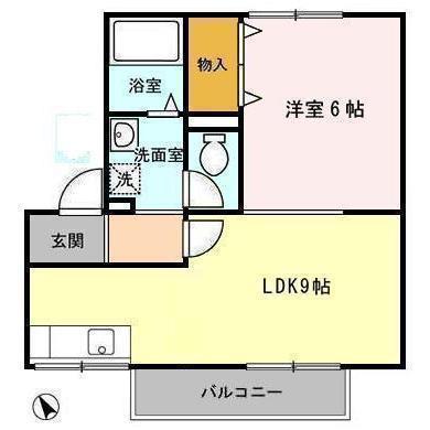 ニューポート(1LDK/1階)の間取り写真