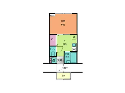 αコーポ(1K/1階)の間取り写真