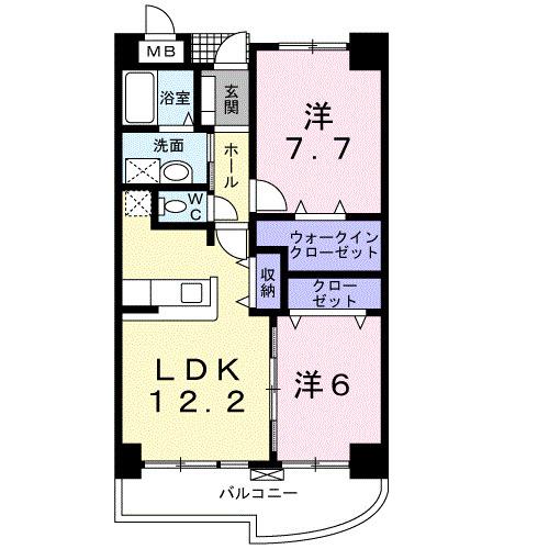 ジェルメ・アンジュ(2LDK/6階)の間取り写真