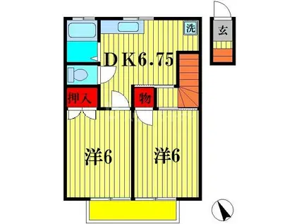 萩沢ハイツA(2DK/2階)の間取り写真