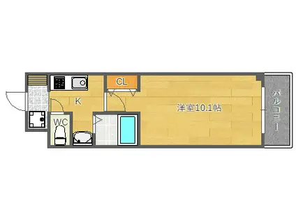 ウエスト・サンヒルズ(1K/1階)の間取り写真