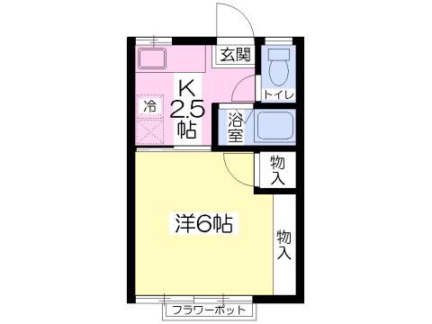 ファミール弐番館(1K/2階)の間取り写真