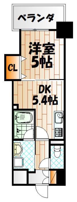 THE SQUARE PLATINUM RESIDENCE(1DK/4階)の間取り写真