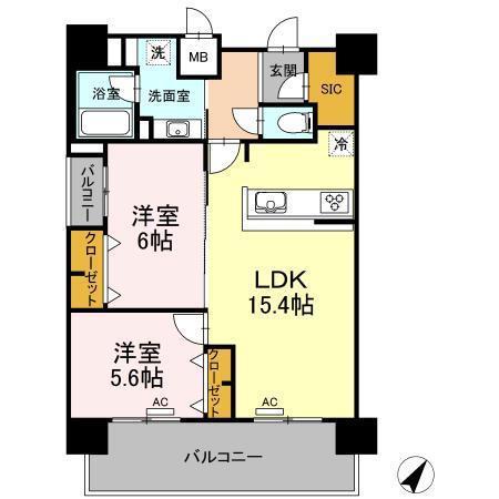 ALOFTII(2LDK/7階)の間取り写真