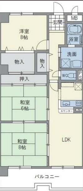 OS・SKYパークサイドヴィラ白山(3LDK/4階)の間取り写真