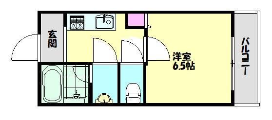 カルティエ3M(1K/2階)の間取り写真