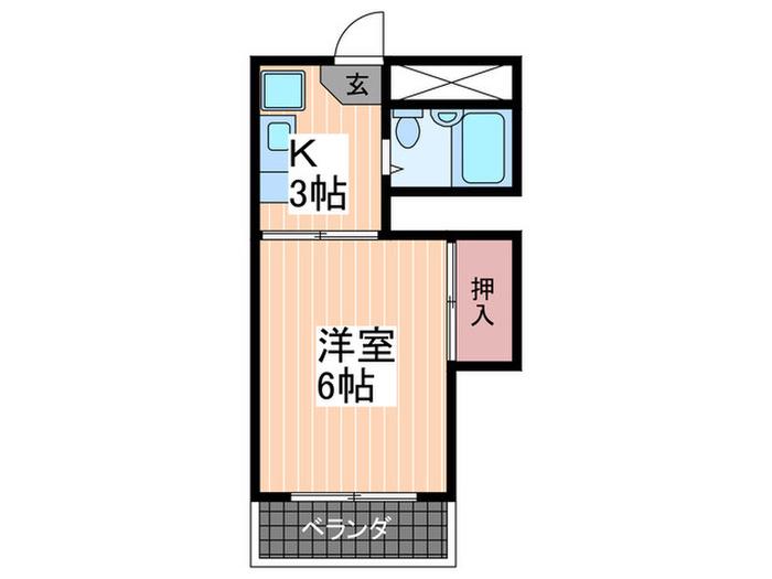 ファミール関(ワンルーム/5階)の間取り写真