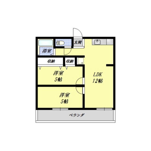 羽根ハイツ(2LDK/2階)の間取り写真
